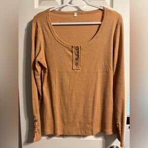 Camel Ribbed Lightweight Long Sleeve Top. NWOT. Sz L